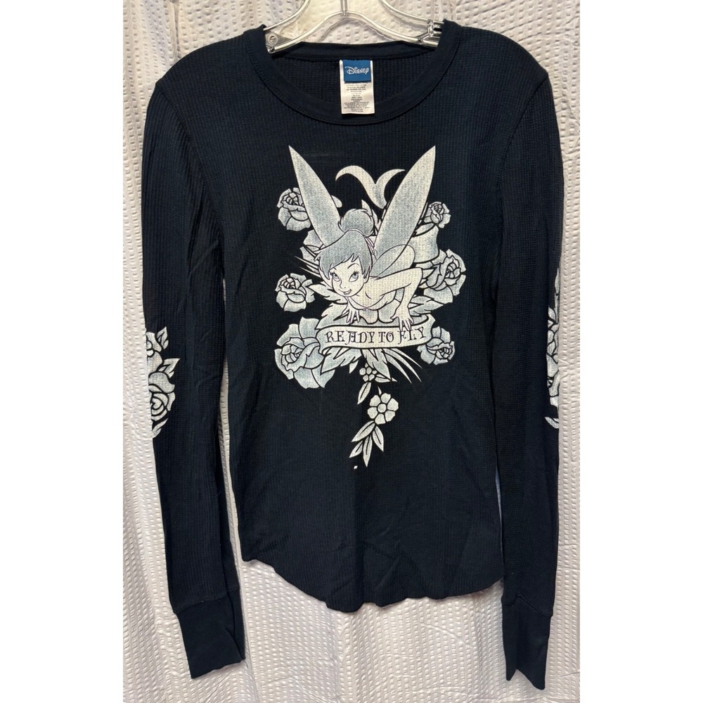 Tinker Bell "Ready to Fly" Black Thermal Long Sleeve/Ladies/M/Disney Lightweight